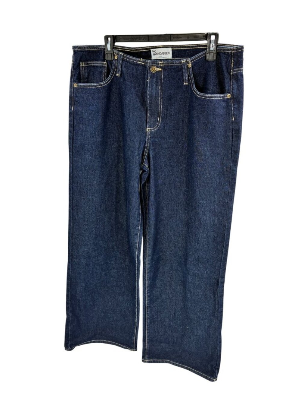 No Boundaries Womens Dark Wash Wide Leg Jeans Size L (12-14) Stretch Denim